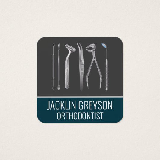 tandheelkundig gereedschap vierkante visitekaartjes (Voorkant)