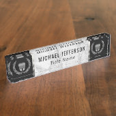 Tandheelkundig kantoor - Grijze marmer, zwart en z Naambordje (Zijkant)