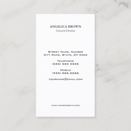 Tandheelkundig Visitekaartje (Achterkant)