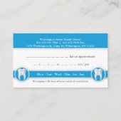 Tandheelkundig Visitekaartje met afspraak Afsprakenkaartje (Achterkant)