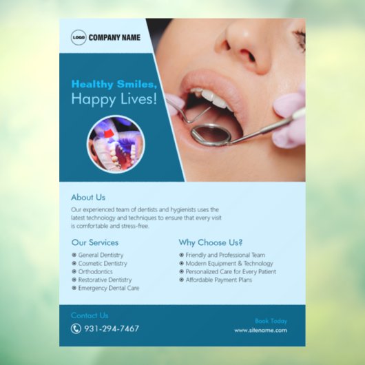 Tandheelkundig ziekenhuis aangepaste vensterklemmi raamsticker (Vel 3)