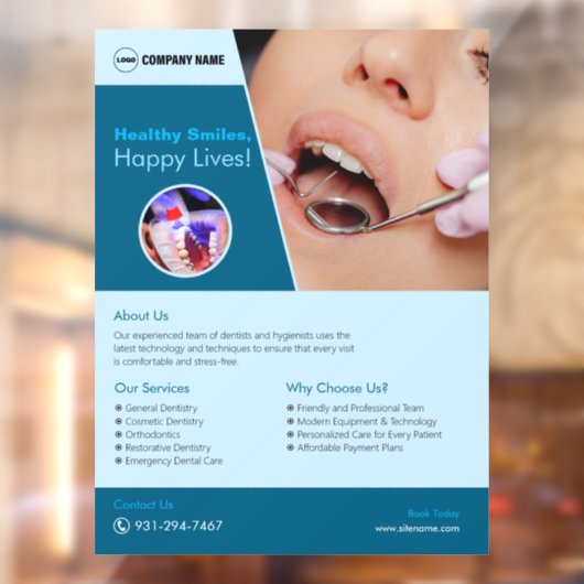 Tandheelkundig ziekenhuis aangepaste vensterklemmi raamsticker (Vel 2)