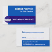 Tandheelkundige afspraak herinnering Pediatrische  Visitekaartje (Voorkant / Achterkant)