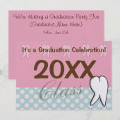 Tandheelkundige Afstuderen-uitnodigingen roze en b Kaart (Voorkant / Achterkant)