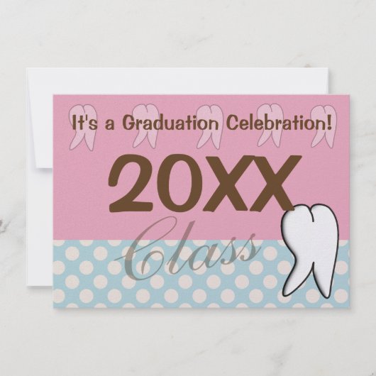 Tandheelkundige Afstuderen-uitnodigingen roze en b Kaart (Voorkant)