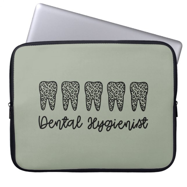 tandheelkundige apotheker | RDH Dentist leopard ta Laptop Sleeve (Voorkant)