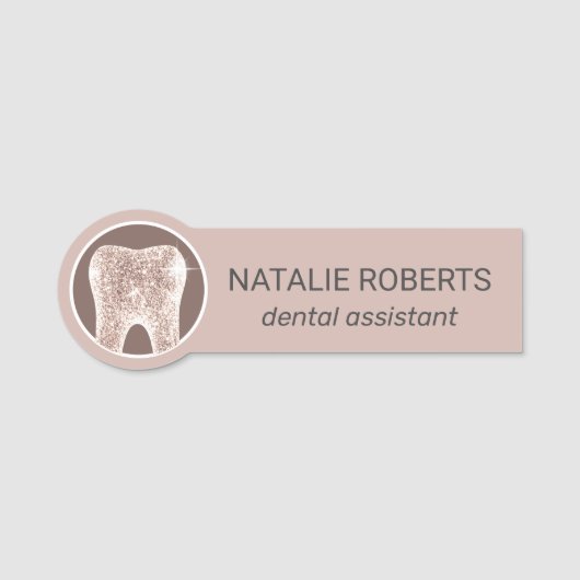 Tandheelkundige assistent Blush Roos Gouden Tand T Naamplaatje (Voorkant)