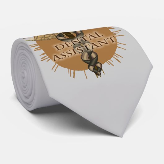 Tandheelkundige assistent Caduceus aangepaste naam Stropdas (Opgerold)