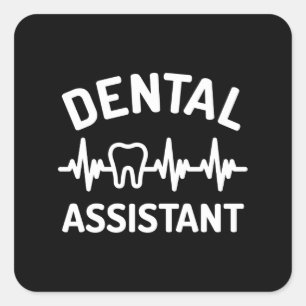tandheelkundige assistent, ekg, hartslag vierkante sticker