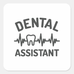 tandheelkundige assistent, ekg, hartslag vierkante sticker