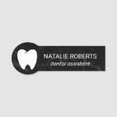 Tandheelkundige assistent moderne zwart marmeren t naamplaatje (Voorkant)