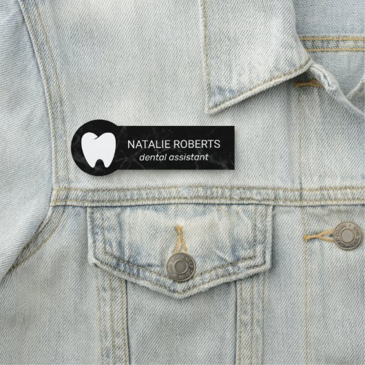 Tandheelkundige assistent moderne zwart marmeren t naamplaatje (In situ)