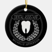 Tandheelkundige 🦷 assistent - zwart, wit en zilve keramisch ornament (Voorkant)
