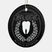 Tandheelkundige 🦷 assistent - zwart, wit en zilve keramisch ornament (Links)