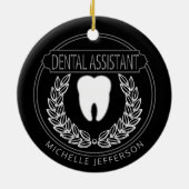 Tandheelkundige 🦷 assistent - zwart, wit en zilve keramisch ornament (Achterkant)