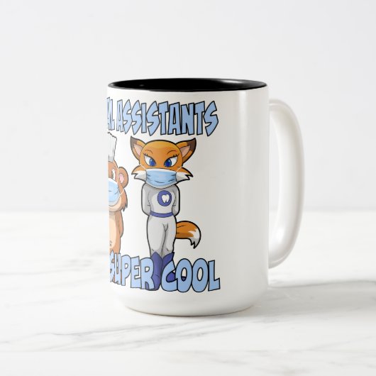 Tandheelkundige assistenten zijn supercool tweekleurige koffiemok (Voorkant rechts)