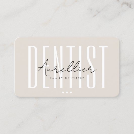 Tandheelkundige cosmetische zand beige tandarts visitekaartje (Voorkant)