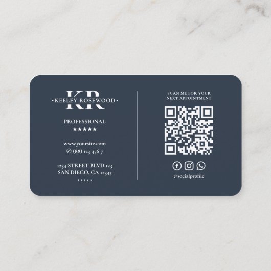 Tandheelkundige esthetische houtskool blauwe cosme visitekaartje (Achterkant)