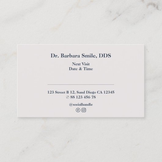 Tandheelkundige esthetische tandarts houtskool min visitekaartje (Achterkant)