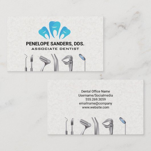 Tandheelkundige hulpmiddelen en tanden Logo Visitekaartje (Voorkant / Achterkant)