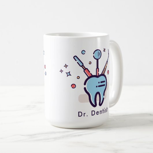 Tandheelkundige hulpmiddelen en tanden van de tand koffiemok (Voorkant rechts)