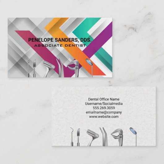 Tandheelkundige hulpmiddelen Logo | lijnenpatroon Visitekaartje (Voorkant / Achterkant)