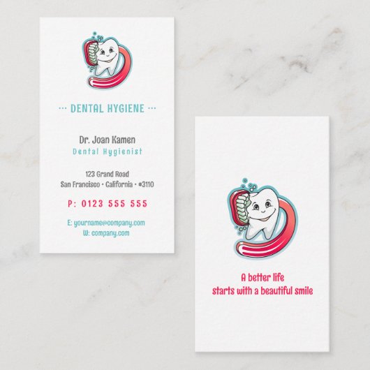 tandheelkundige hygiëne voor kinderen | Dentist Visitekaartje (Voorkant / Achterkant)