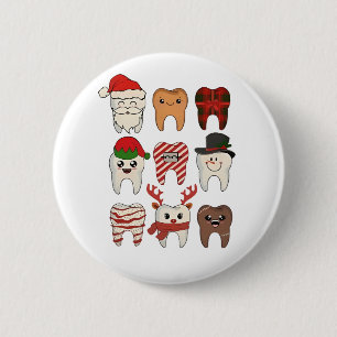 Tandheelkundige Kerst Grappige Tandarts Vakantie Ronde Button 5,7 Cm