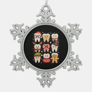 Tandheelkundige Kerst Schattigee Tanden Tandarts S Tin Sneeuwvlok Ornament