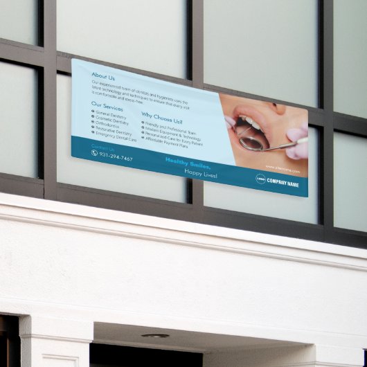 Tandheelkundige kliniek aangepaste banner (Buitenkant Gebouw)
