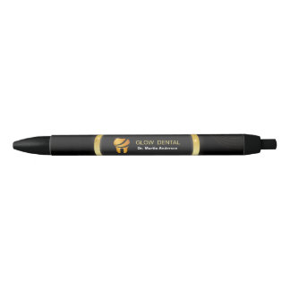 Tandheelkundige Kliniek Gold Tooth Logo Zwarte Inkt Pen