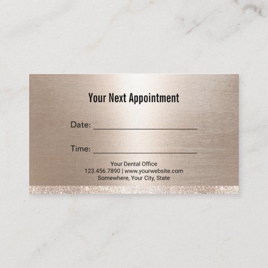 Tandheelkundige Logo Moderne Gold Dentist Afsprakenkaartje (Achterkant)