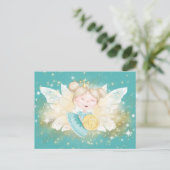 Tandheelkundige prinses met gouden munt blauwgroen briefkaart (Staand voorkant)