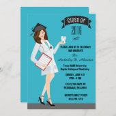 Tandheelkundige School Afstuderen Uitnodiging - Vr (Voorkant / Achterkant)