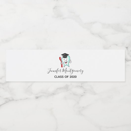 Tandheelkundige school Happy Tand Afstuderen Cap Waterfles Etiket (Enkel label)