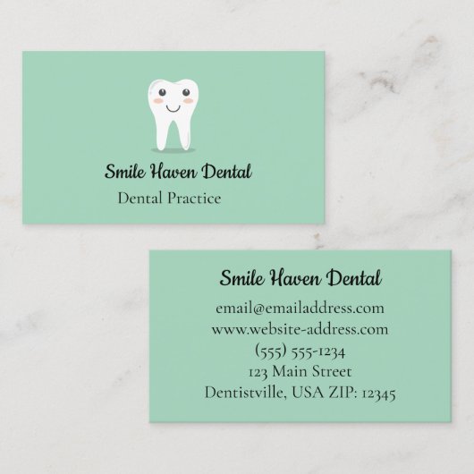 Tandheelkundige Studio Glimlach tand Groen en wit  Visitekaartje (Voorkant / Achterkant)