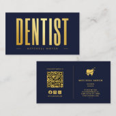 Tandheelkundige Tand Logo Navy Blauw en Goud Visitekaartje (Voorkant / Achterkant)