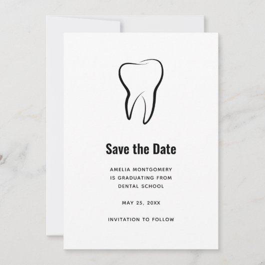 Tandheelkundige tand medisch grafisch Afstuderen Save The Date (Voorkant)