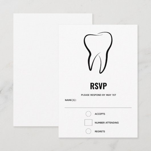 Tandheelkundige Tand Medische grafische Tandheelku RSVP Kaartje (Voorkant / Achterkant)