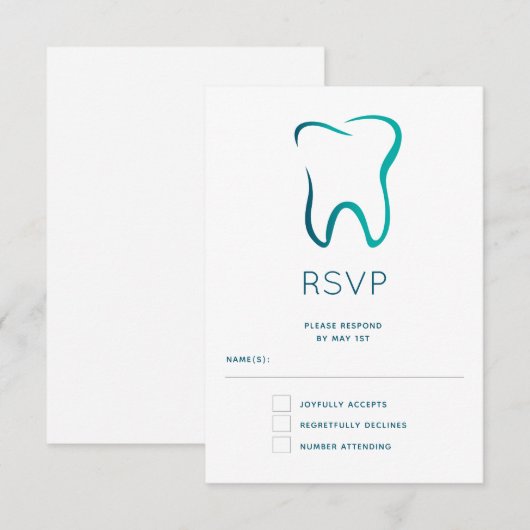 Tandheelkundige tandheelkunde medisch Afbeelding RSVP Kaartje (Voorkant / Achterkant)