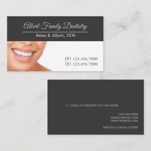 Tandheelkundige tandheelkundige Doctor Smile Busin Visitekaartje (Voorkant / Achterkant)