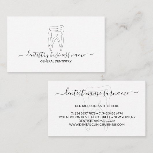 Tandheelkundige tandheelkundige moderne tandheelku visitekaartje (Voorkant / Achterkant)