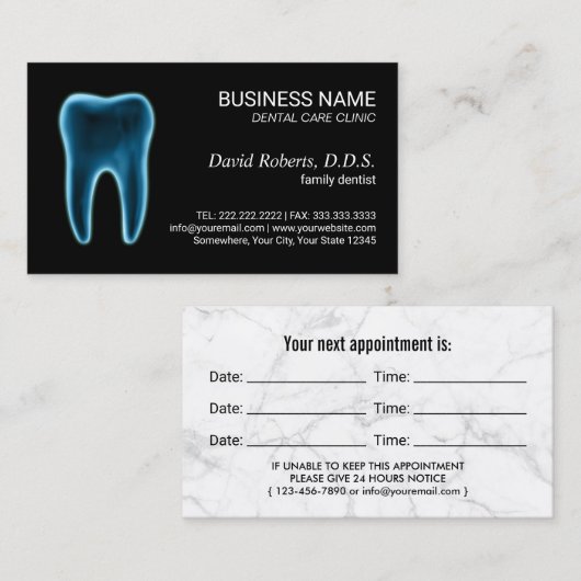 Tandheelkundige tandheelkundige tandheelkundige Be Afsprakenkaartje (Voorkant / Achterkant)