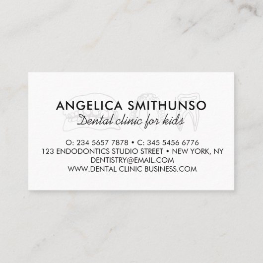 Tandheelkundige tandheelkundige unieke tandarts visitekaartje (Achterkant)
