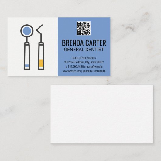 Tandheelkundige Tandreinigingsmiddelen | QR-scanco Visitekaartje (Voorkant / Achterkant)