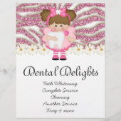 Tandheelkundige Tooth Fairy Cute Zebra Glitter Flyer (Voorkant)