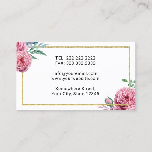 Tandheelkundige verzorging Elegant Bloemen Goud Li Visitekaartje (Achterkant)