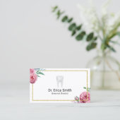 Tandheelkundige verzorging Elegant Bloemen Goud Li Visitekaartje (Staand voorkant)