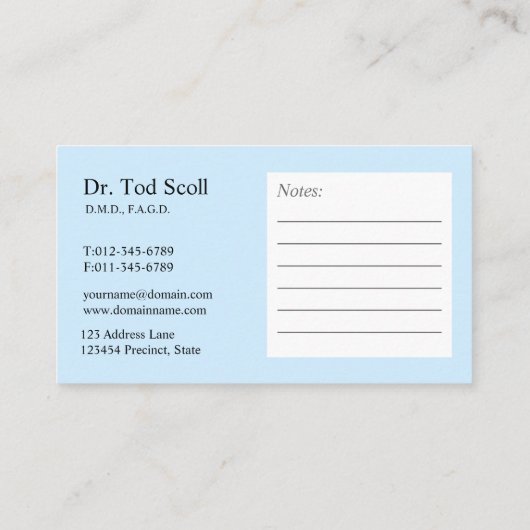 tandheelkundige verzorging visitekaartje (Achterkant)