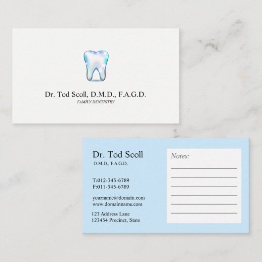 tandheelkundige verzorging visitekaartje (Voorkant / Achterkant)
